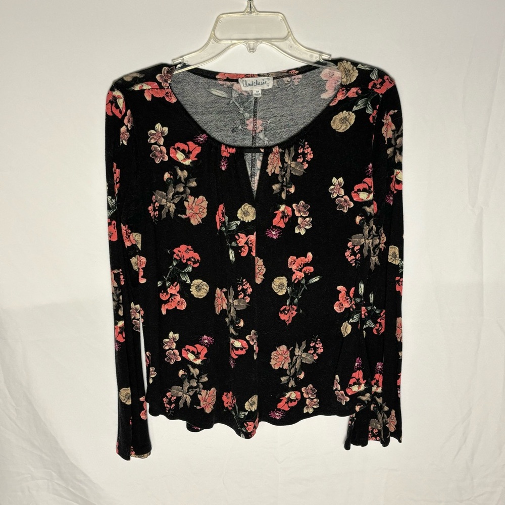 Black floral blouse
